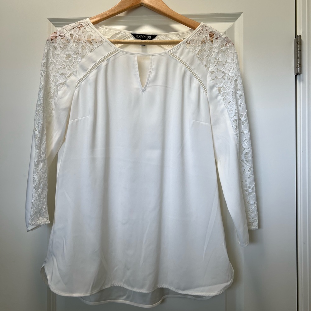 Express ivory lace detailed blouse